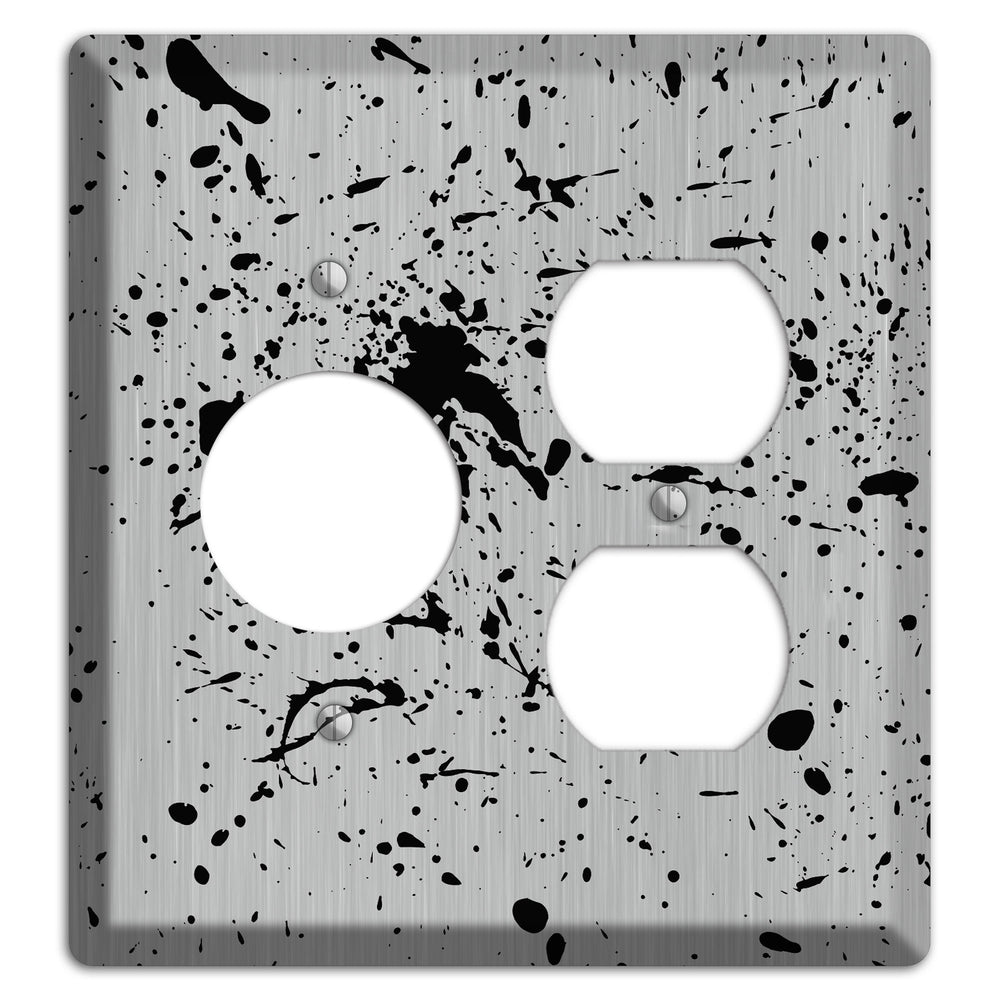 Ink Splash 4 Stainless Steel Receptacle / Duplex Wallplate