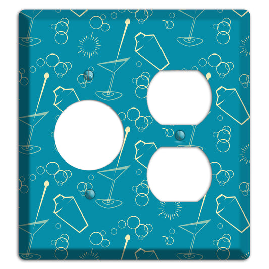 Teal Cocktail Hour Receptacle / Duplex Wallplate