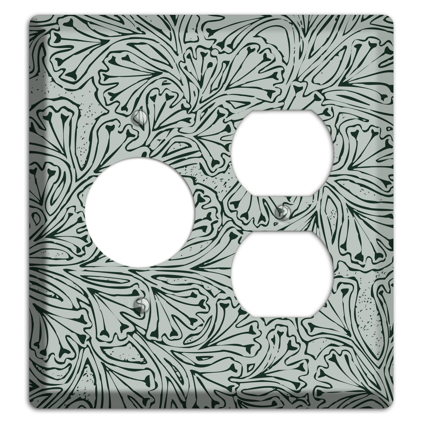 Deco Grey Interlocking Floral Receptacle / Duplex Wallplate