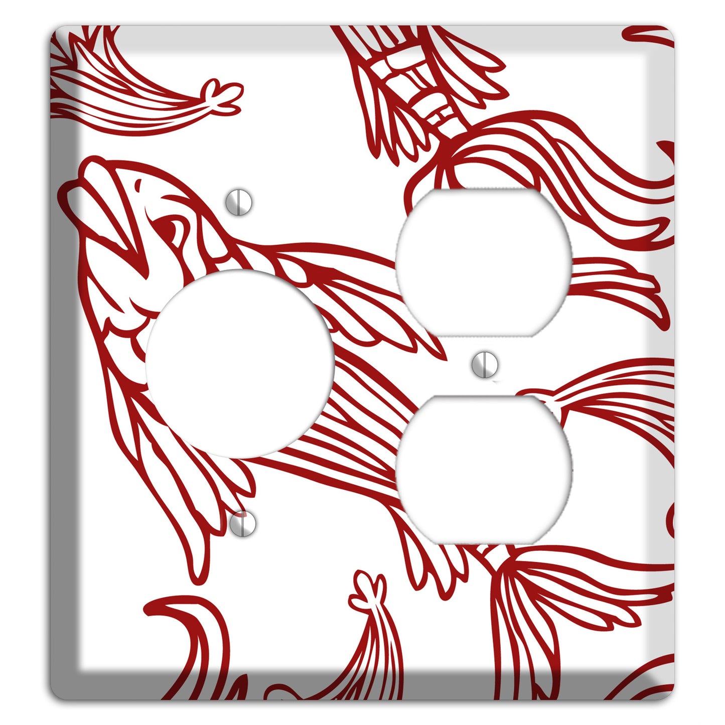 Red and White Koi Receptacle / Duplex Wallplate