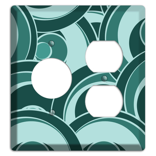 Blue-green Deco Circles Receptacle / Duplex Wallplate