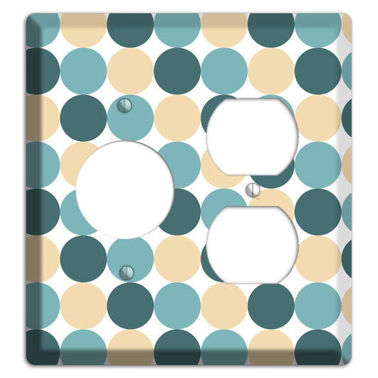Dusty Blue Beige Tiled Dots Receptacle / Duplex Wallplate