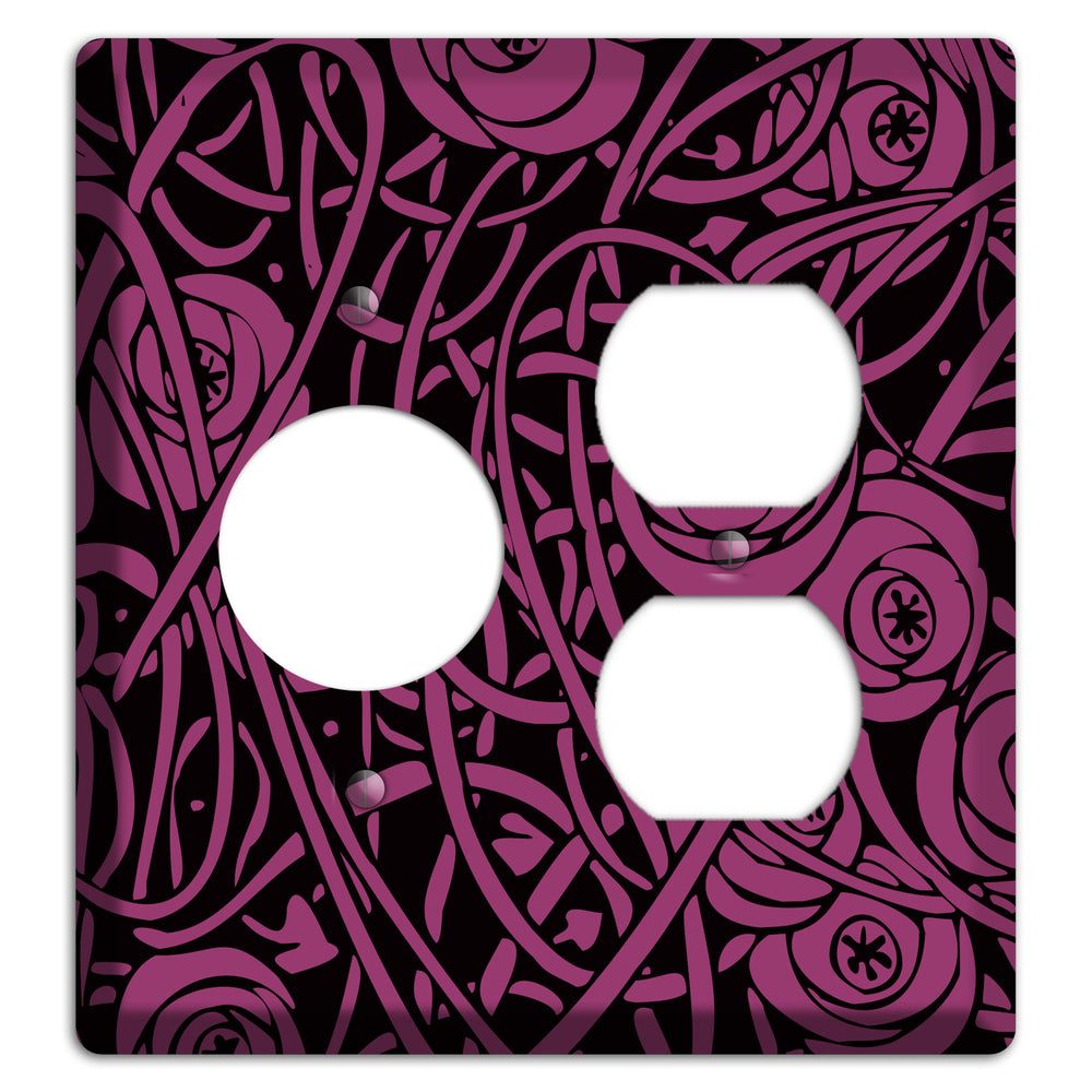 Fuschia Deco Floral Receptacle / Duplex Wallplate