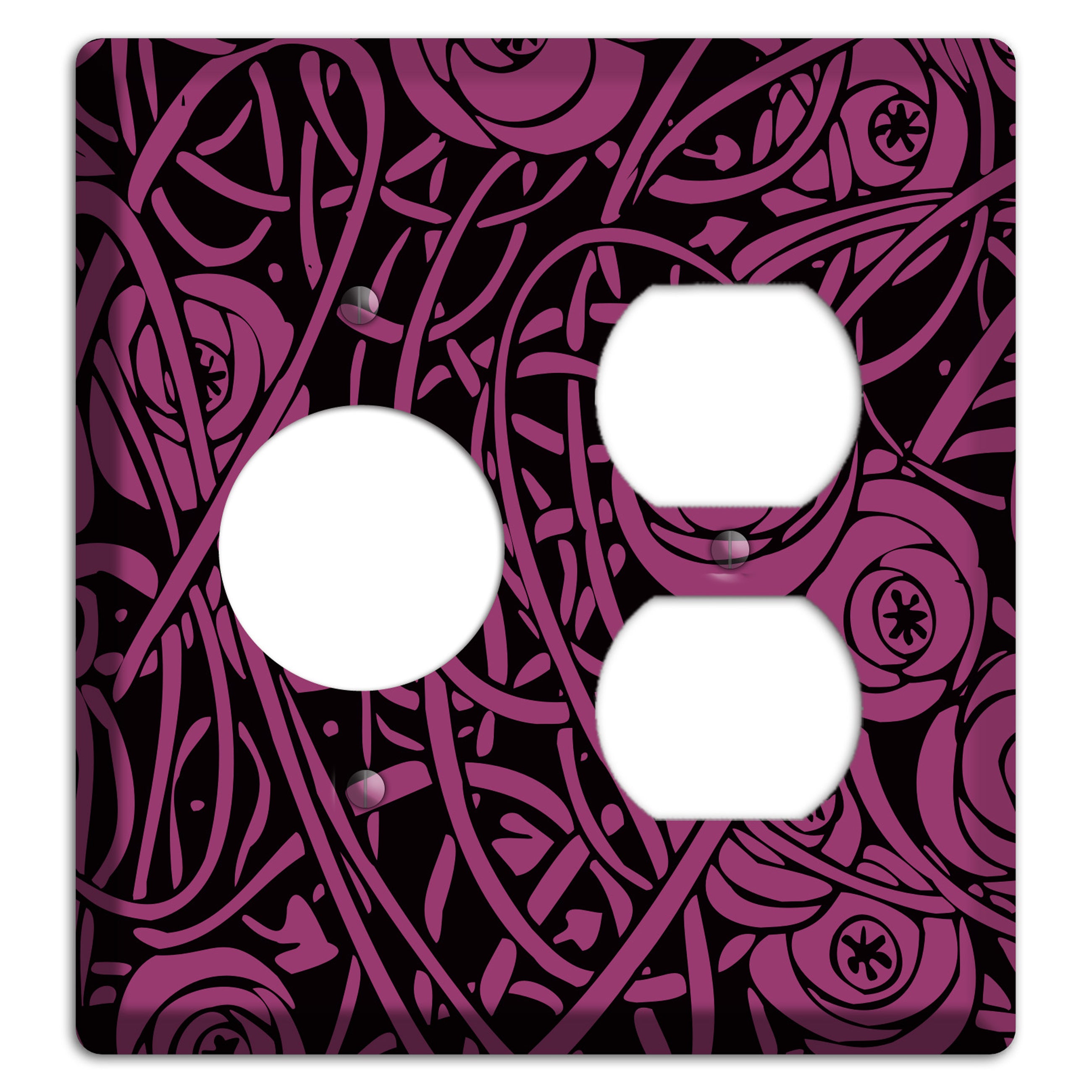 Fuschia Deco Floral Receptacle / Duplex Wallplate