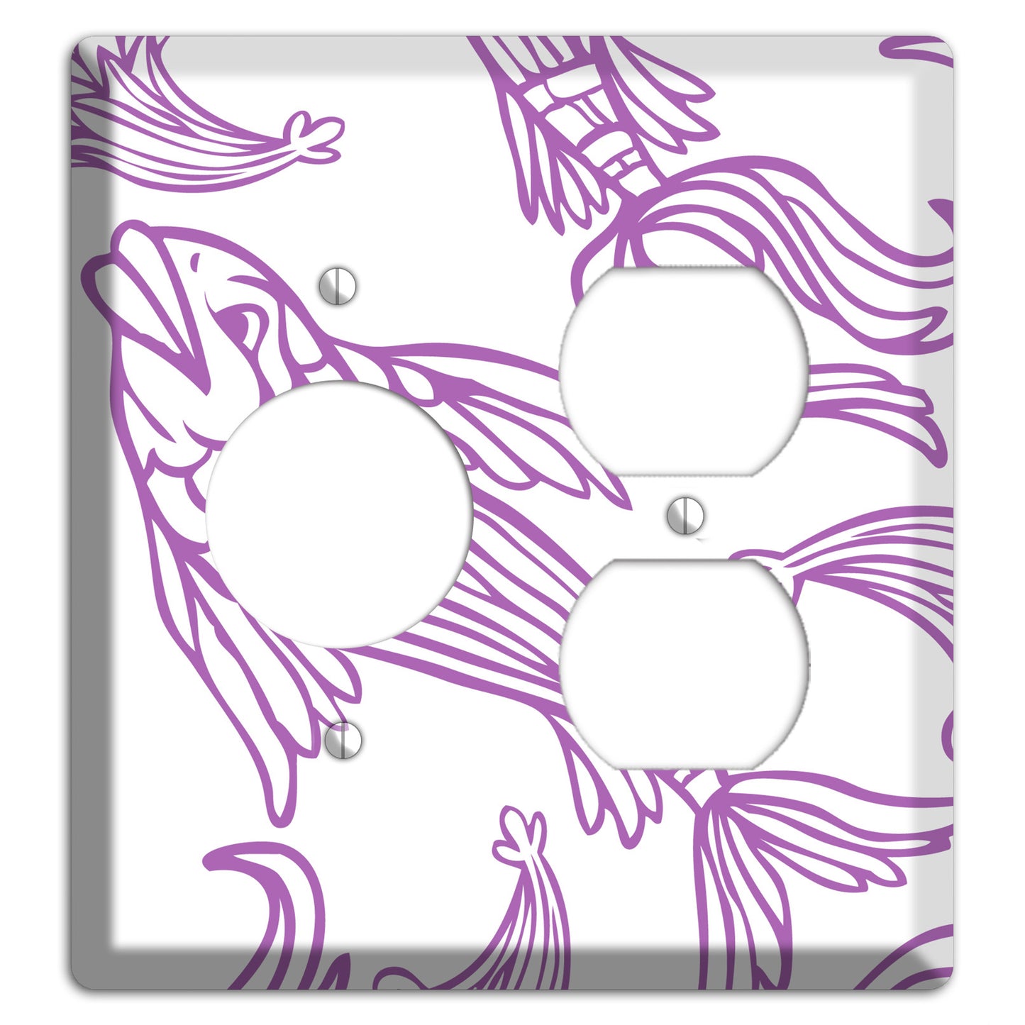 Purple and White Koi Receptacle / Duplex Wallplate