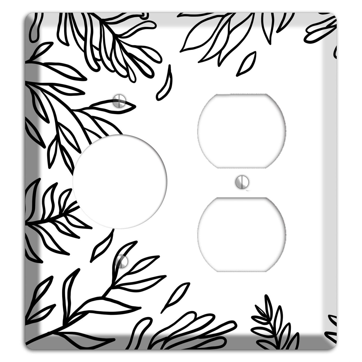 Hand-Drawn Leaves 8 Receptacle / Duplex Wallplate