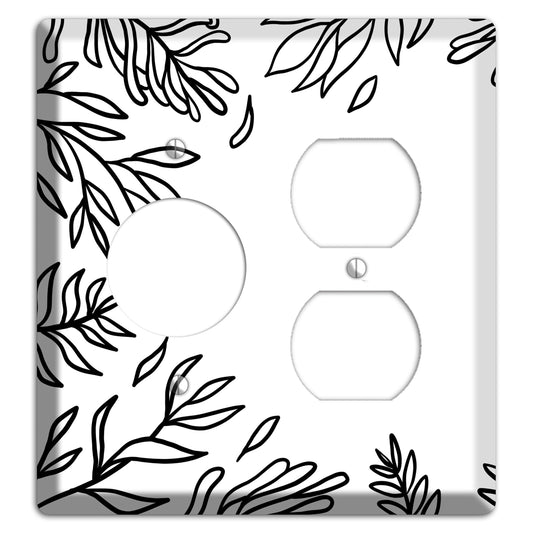 Hand-Drawn Leaves 8 Receptacle / Duplex Wallplate