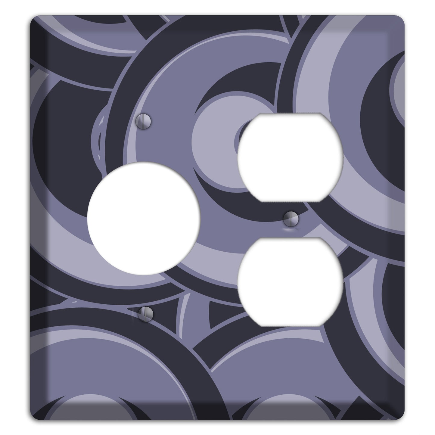 Black and Purple-grey Deco Circles Receptacle / Duplex Wallplate