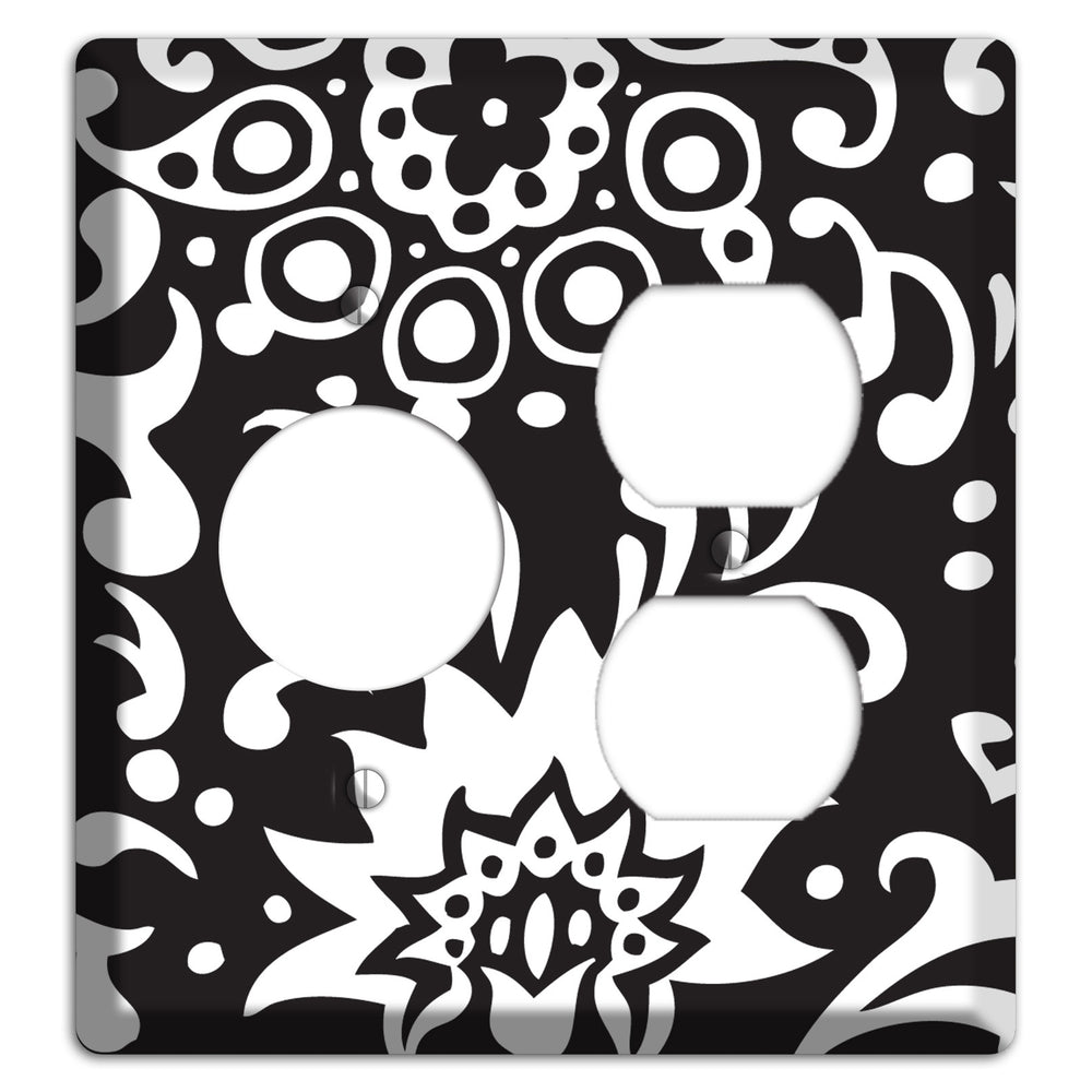 Black with White Boteh Receptacle / Duplex Wallplate