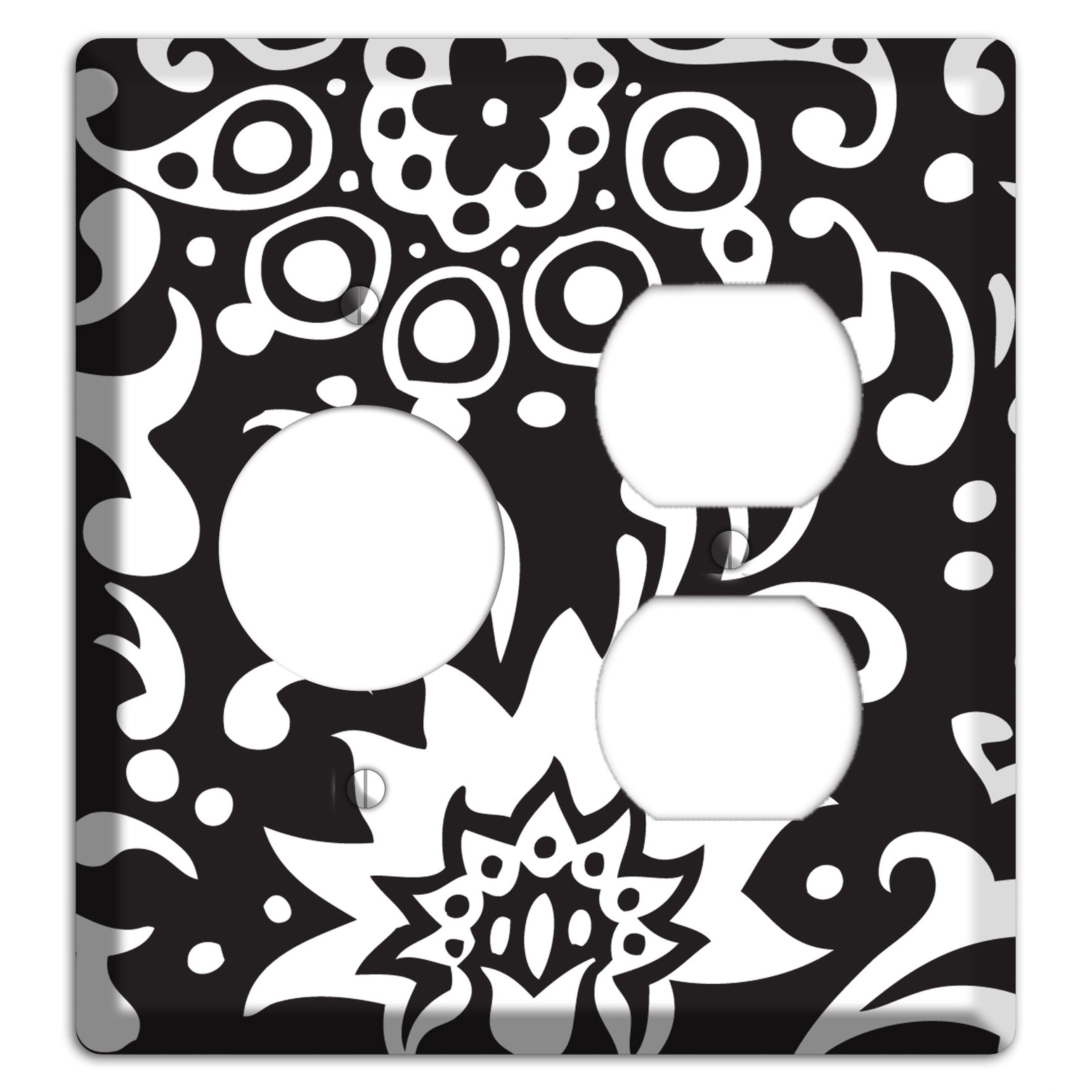 Black with White Boteh Receptacle / Duplex Wallplate