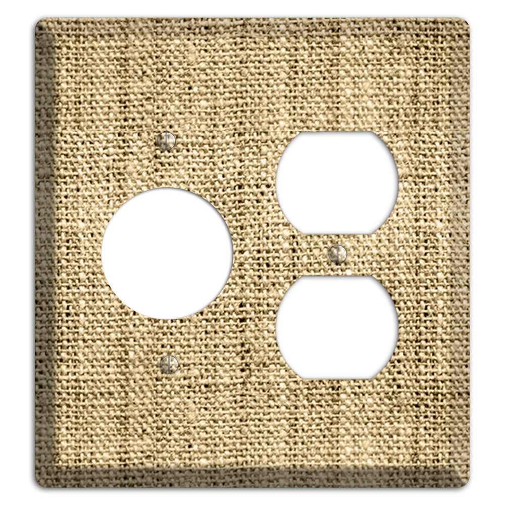 Indian Khaki Burlap Receptacle / Duplex Wallplate