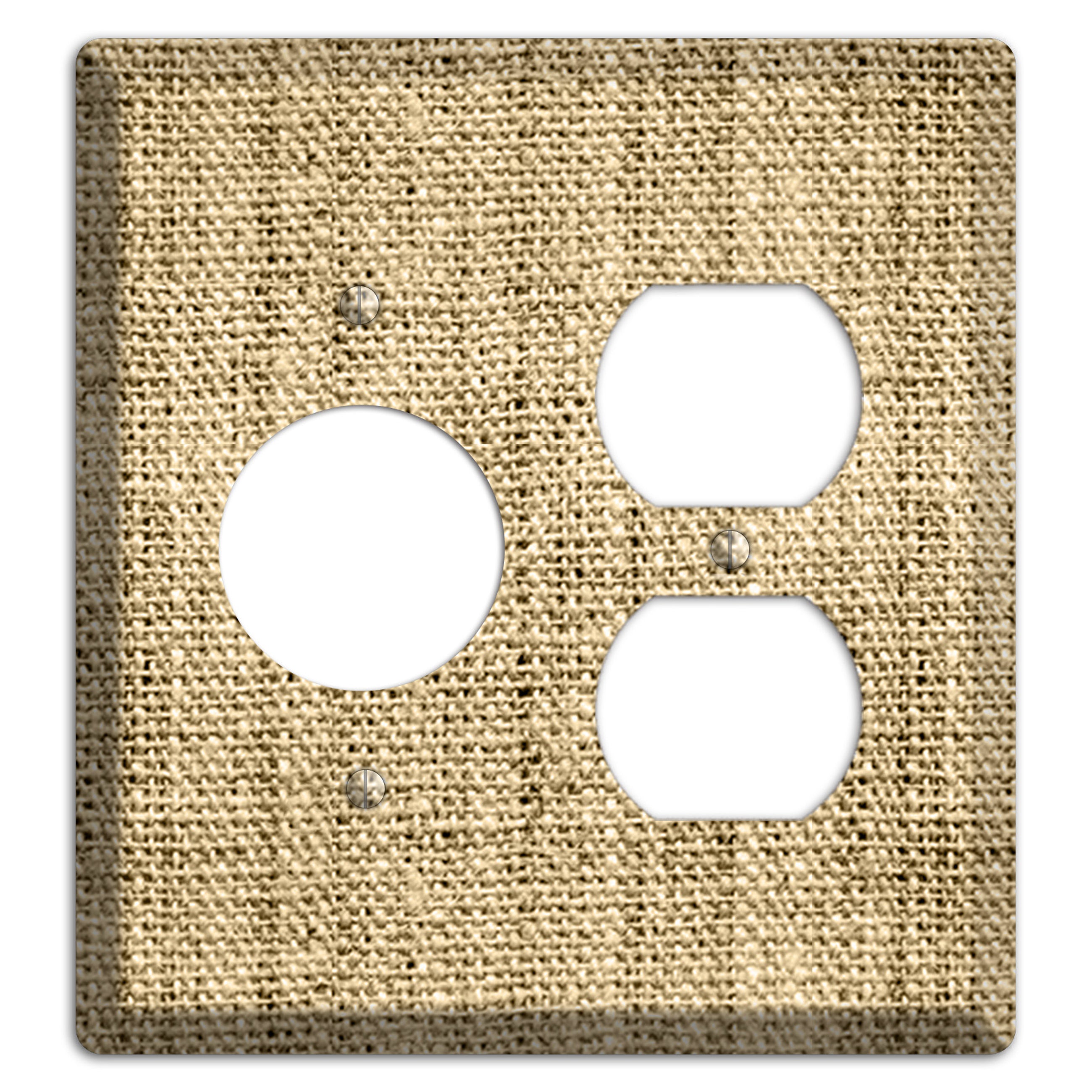 Indian Khaki Burlap Receptacle / Duplex Wallplate