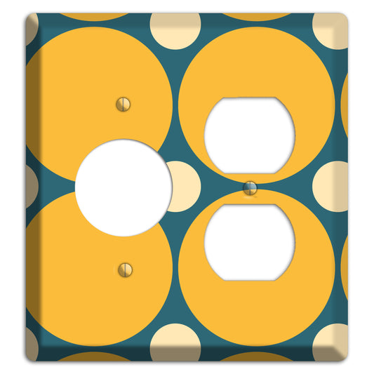 Jade with Mustard and Beige Multi Tiled Large Dots Receptacle / Duplex Wallplate