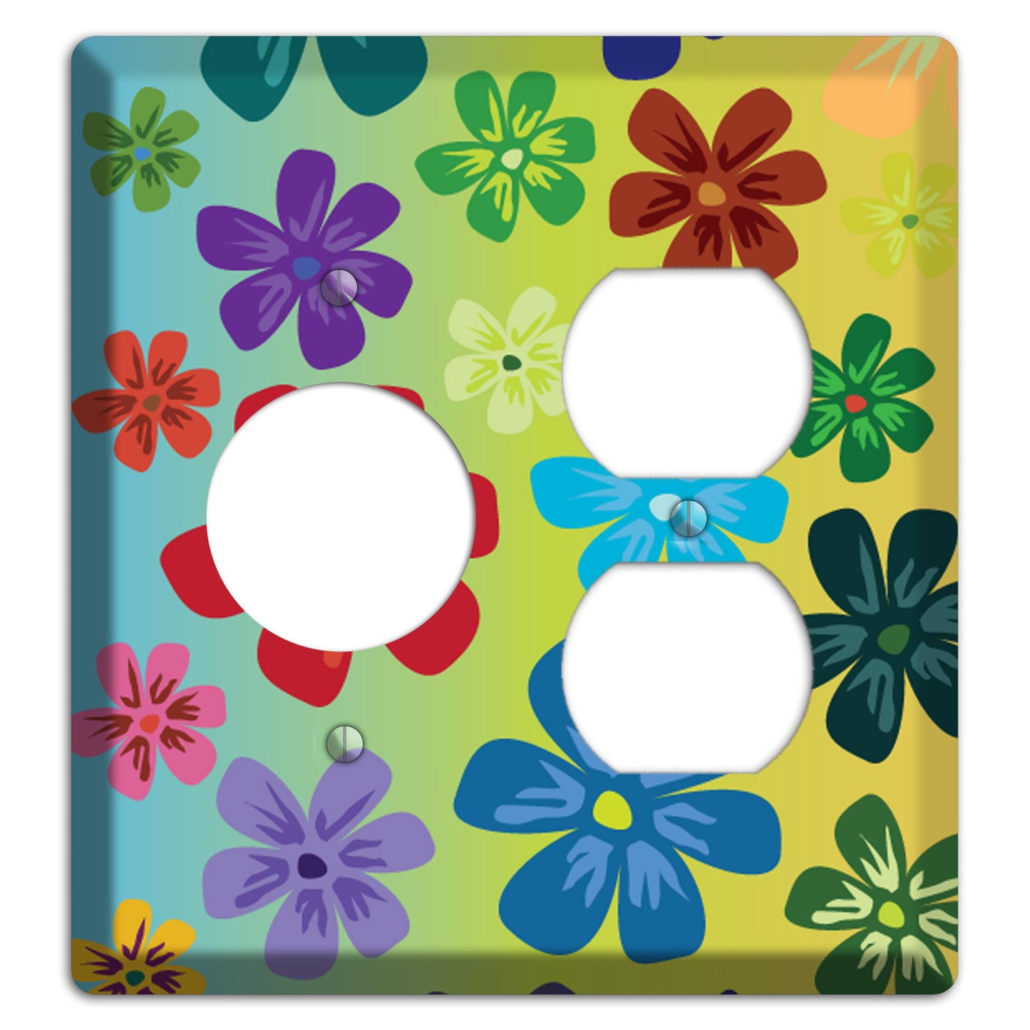 Blue to yellow Flowers Receptacle / Duplex Wallplate