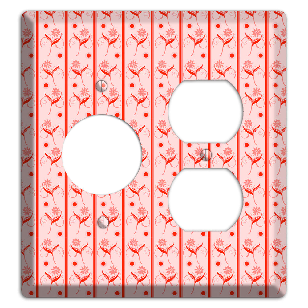 Salmon Floral Pattern Receptacle / Duplex Wallplate