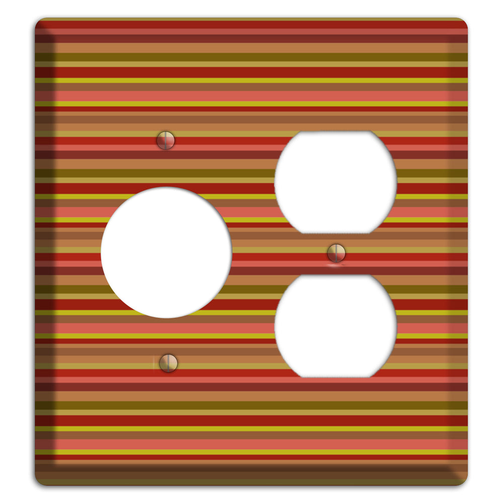 Multi Red Horizontal Stripes Receptacle / Duplex Wallplate