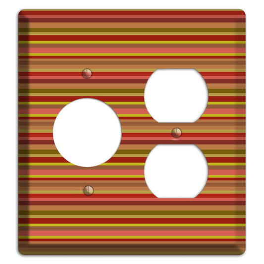 Multi Red Horizontal Stripes Receptacle / Duplex Wallplate