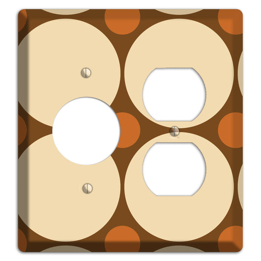 Brown with Beige and Umber Multi Tiled Large Dots Receptacle / Duplex Wallplate