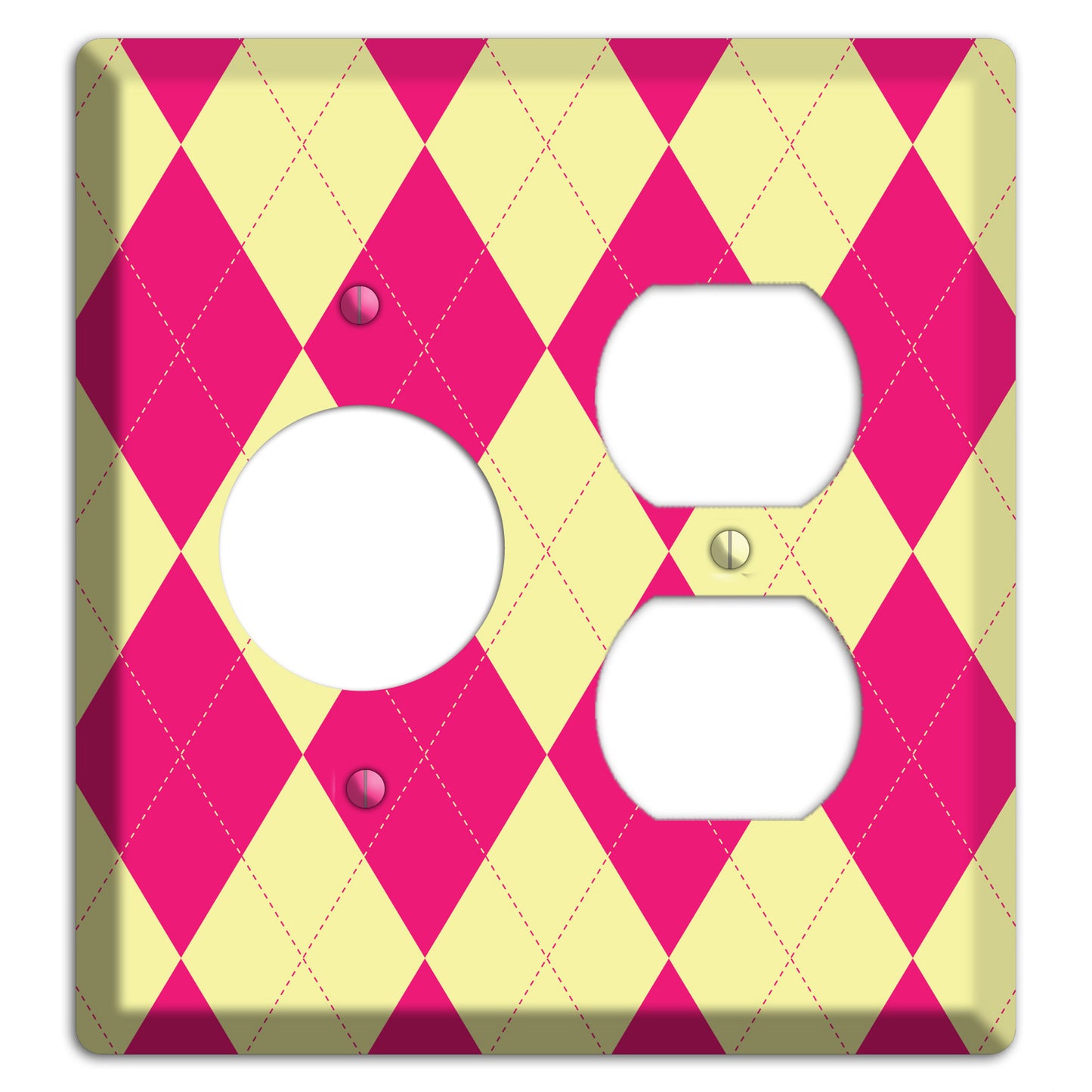 Pink and Yellow Argyle Receptacle / Duplex Wallplate