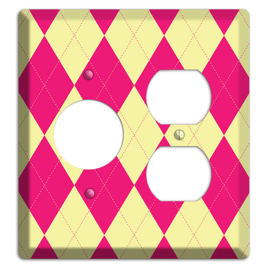 Pink and Yellow Argyle Receptacle / Duplex Wallplate