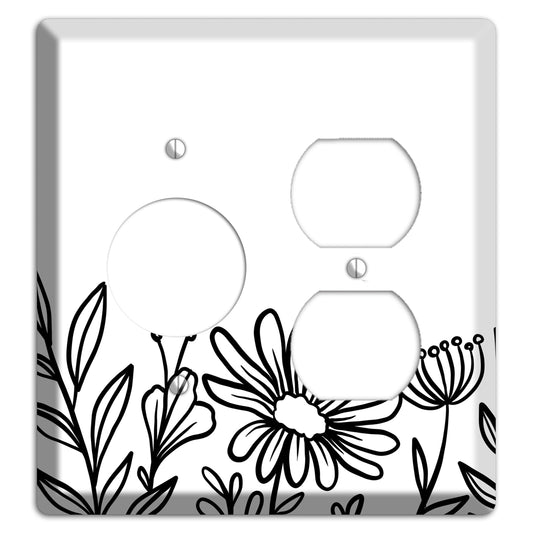 Hand-Drawn Floral 10 Receptacle / Duplex Wallplate