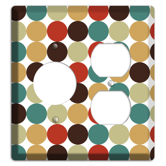 Brown Jade Beige Maroon Tiled Dots Receptacle / Duplex Wallplate