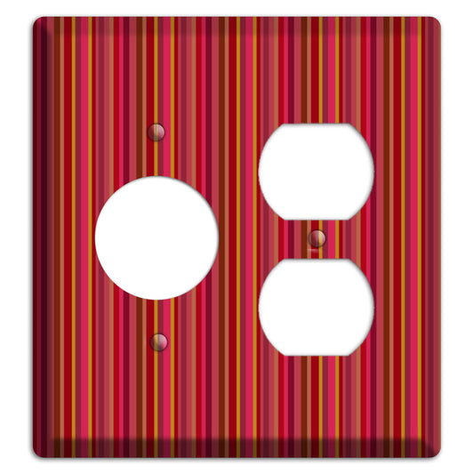 Multi Red Vertical Stripes 2 Receptacle / Duplex Wallplate