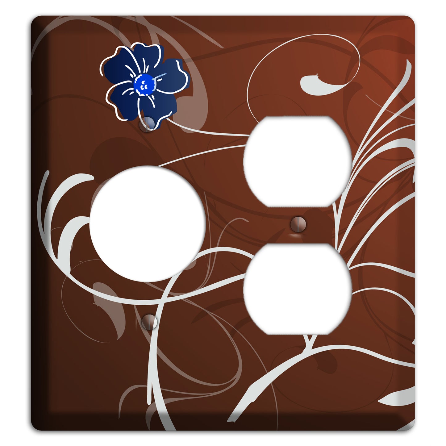 Brown Flower with Swirl Receptacle / Duplex Wallplate