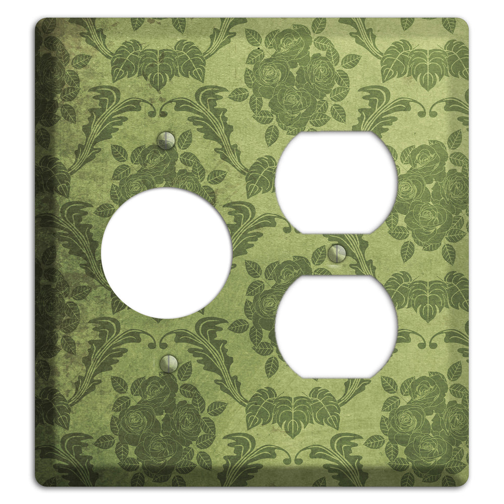 Green Smoke Vintage Rose Damask Receptacle / Duplex Wallplate