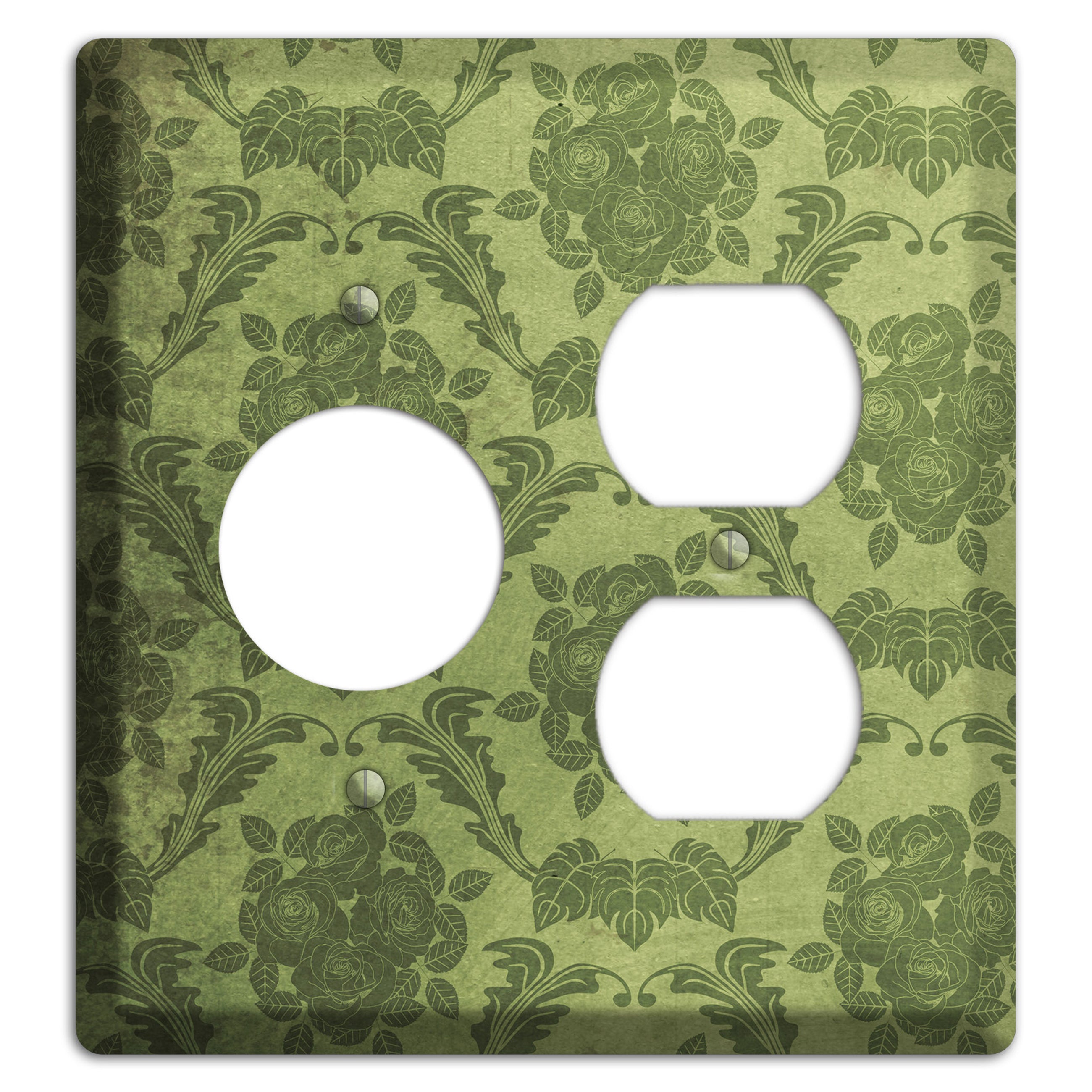 Green Smoke Vintage Rose Damask Receptacle / Duplex Wallplate