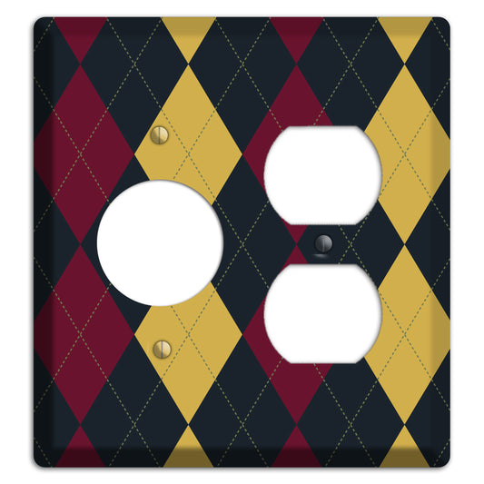 Deep Red and Yellow Argyle Receptacle / Duplex Wallplate