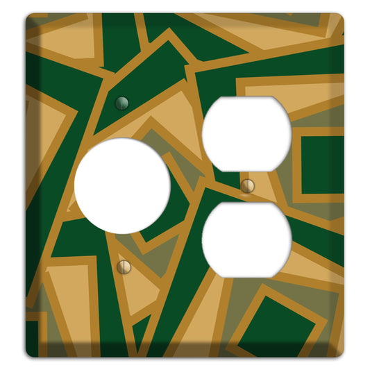 Green and Beige Retro Cubist Receptacle / Duplex Wallplate