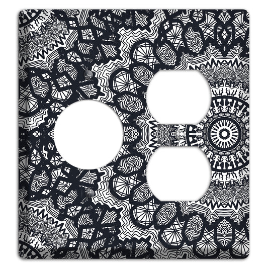 Mandala Black and White Style T Cover Plates Receptacle / Duplex Wallplate