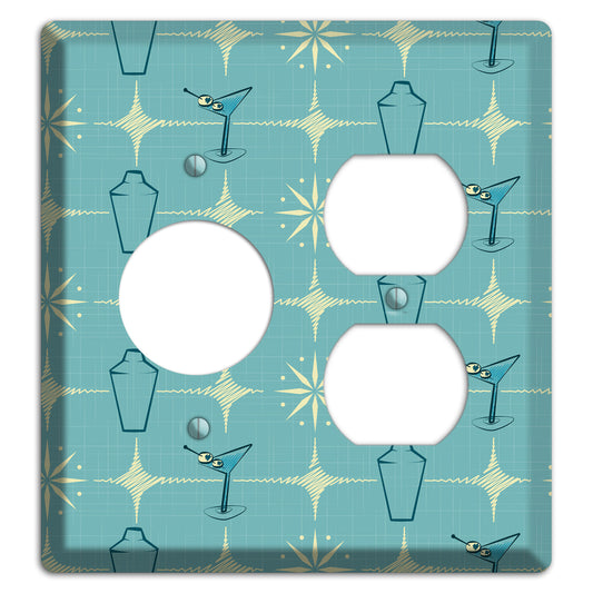 Blue Shaker and Martini Receptacle / Duplex Wallplate