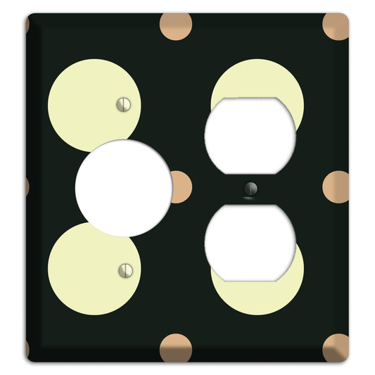Black with Yellow and Mauve Multi Medium Polka Dots Receptacle / Duplex Wallplate