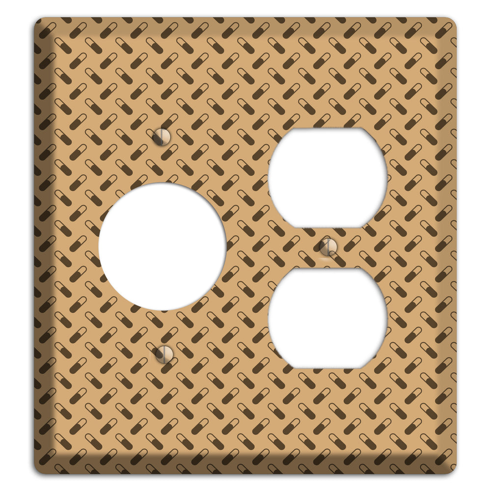 Beige with Brown Motif Receptacle / Duplex Wallplate