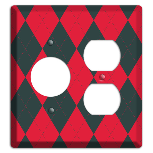 Red and Black Argyle Receptacle / Duplex Wallplate