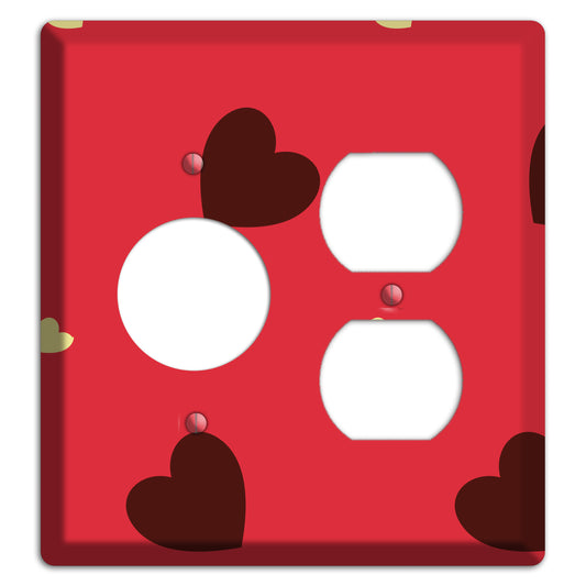 Red with Hearts Receptacle / Duplex Wallplate