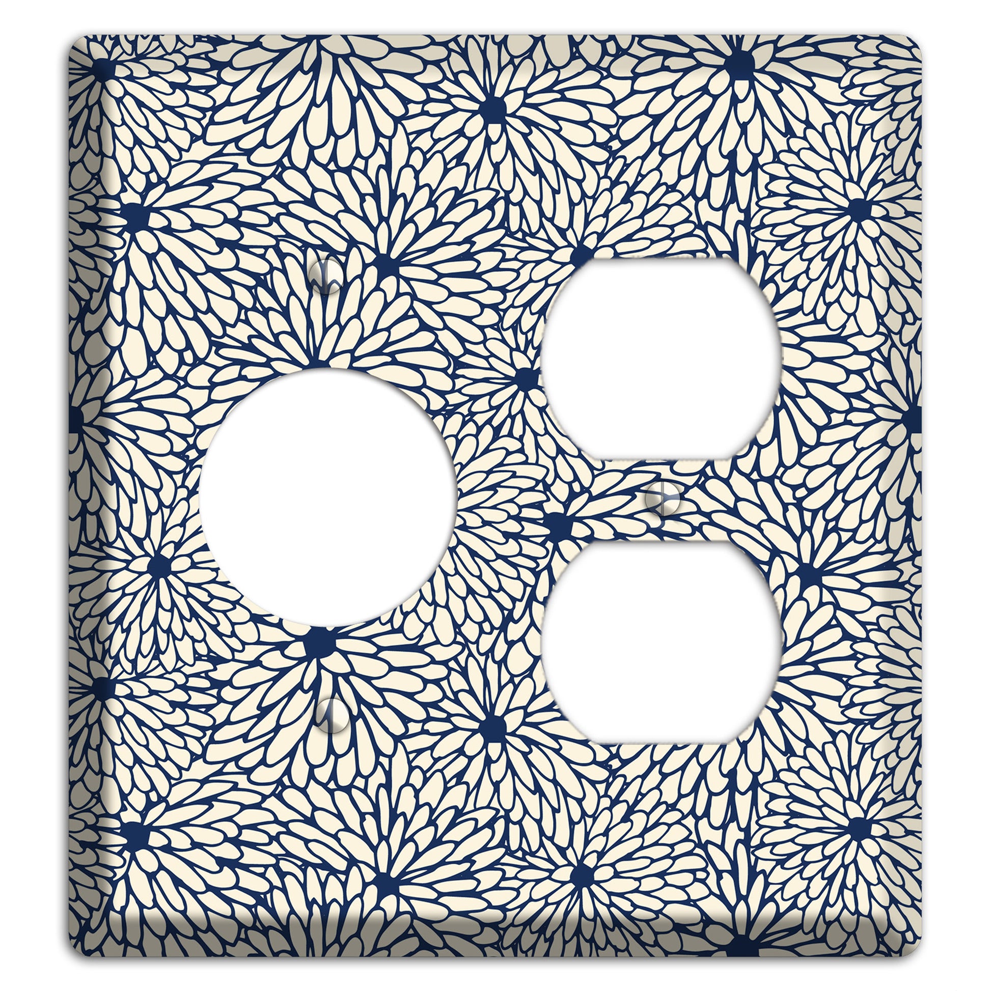 Beige Floral Burst Receptacle / Duplex Wallplate