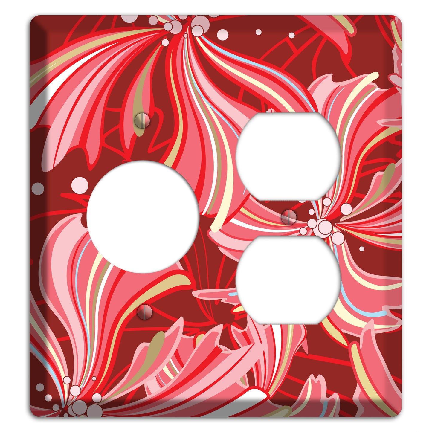 Red Deco Blossoms Receptacle / Duplex Wallplate