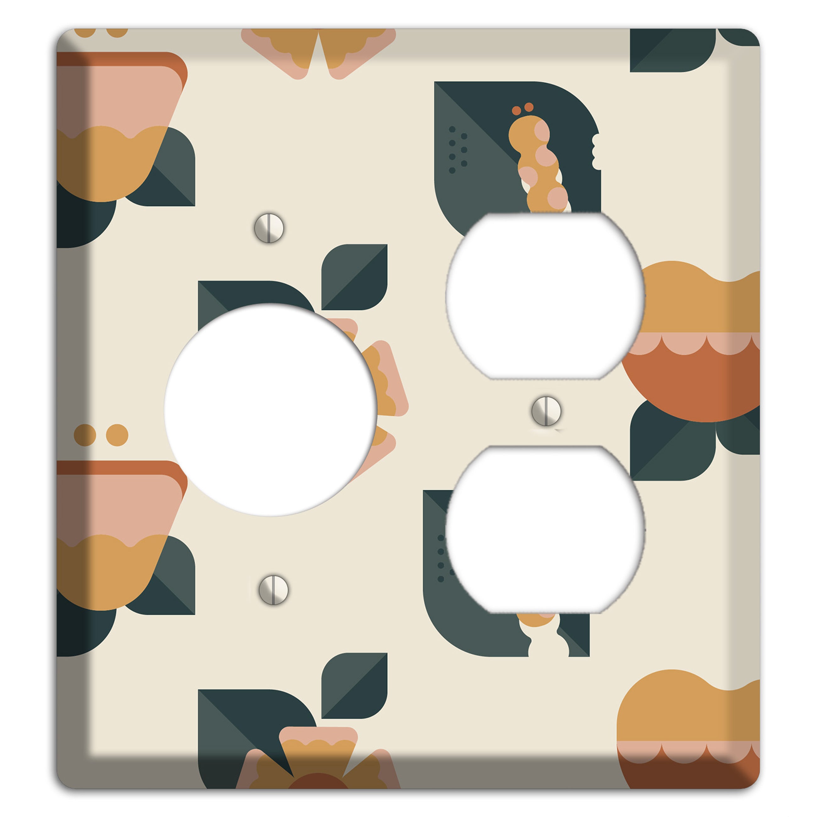 Retro Floral Caterpillar Receptacle / Duplex Wallplate
