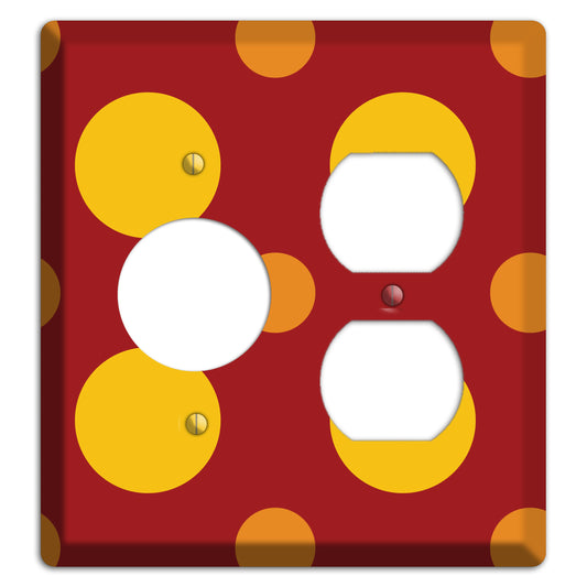 Red with Multi Orange Multi Medium Polka Dots Receptacle / Duplex Wallplate