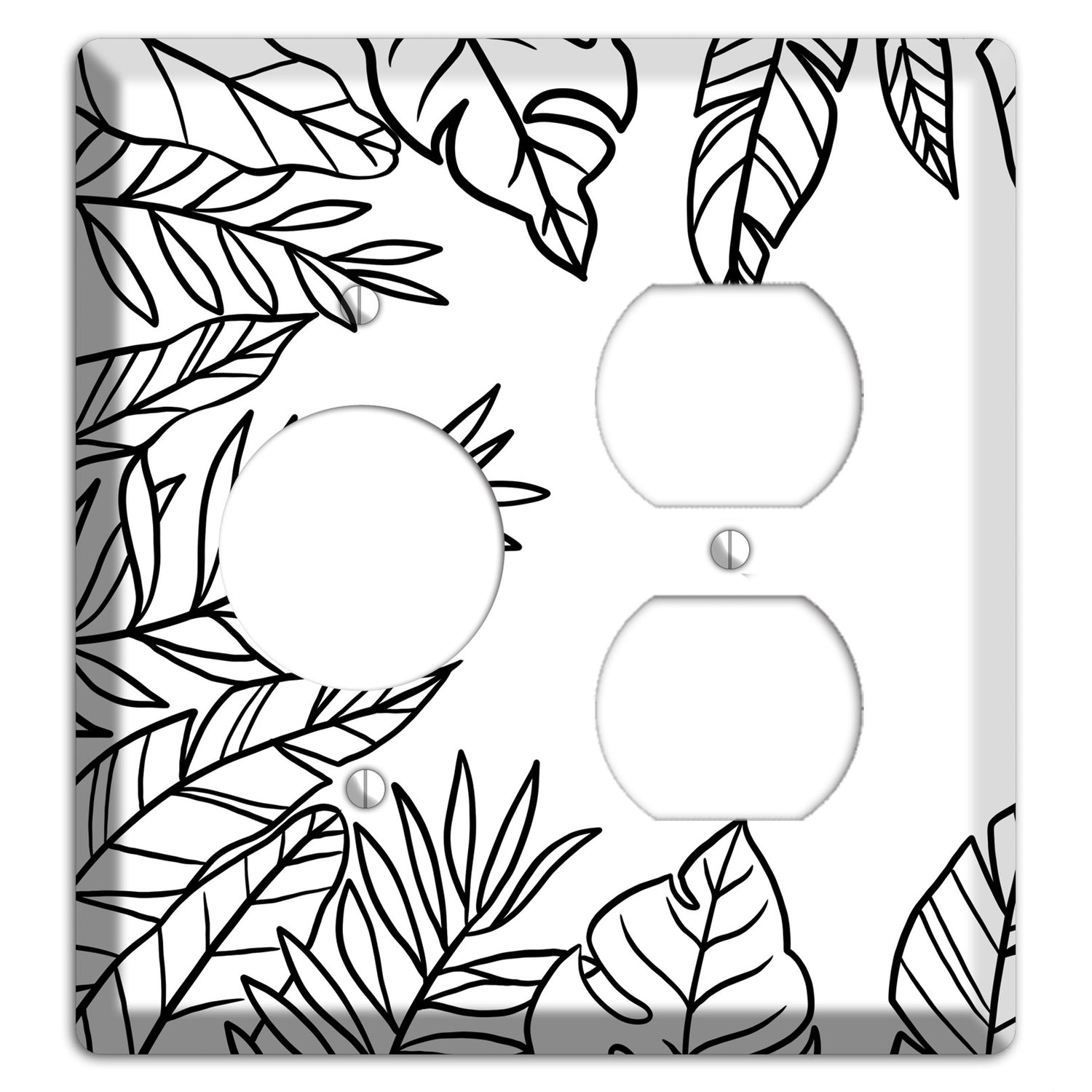 Hand-Drawn Leaves 5 Receptacle / Duplex Wallplate
