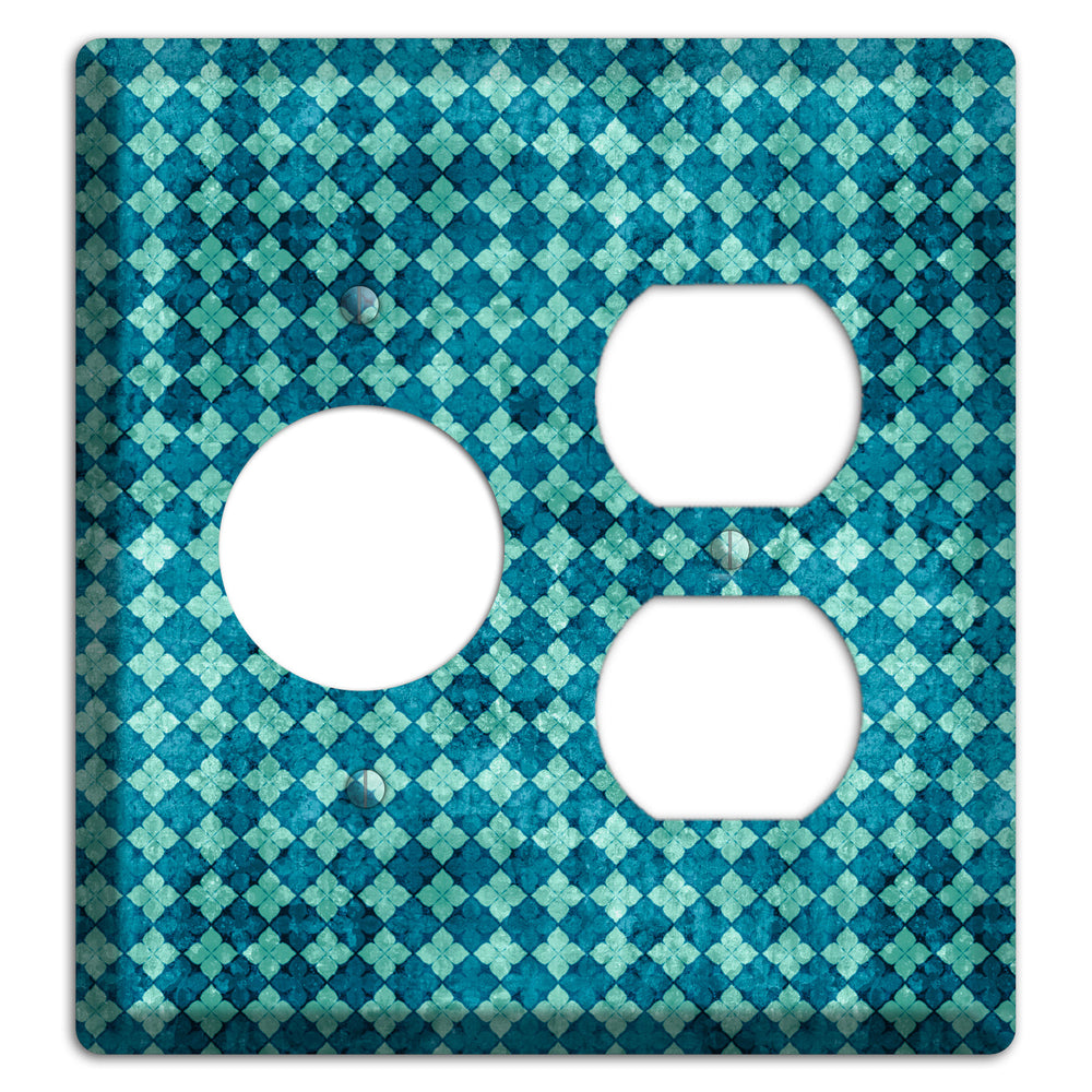 Turquoise Grunge Diamond 2 Receptacle / Duplex Wallplate