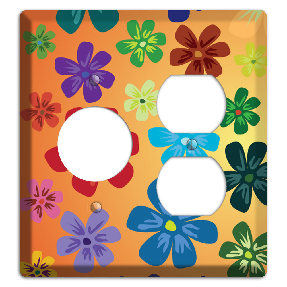 Brown Flowers Receptacle / Duplex Wallplate
