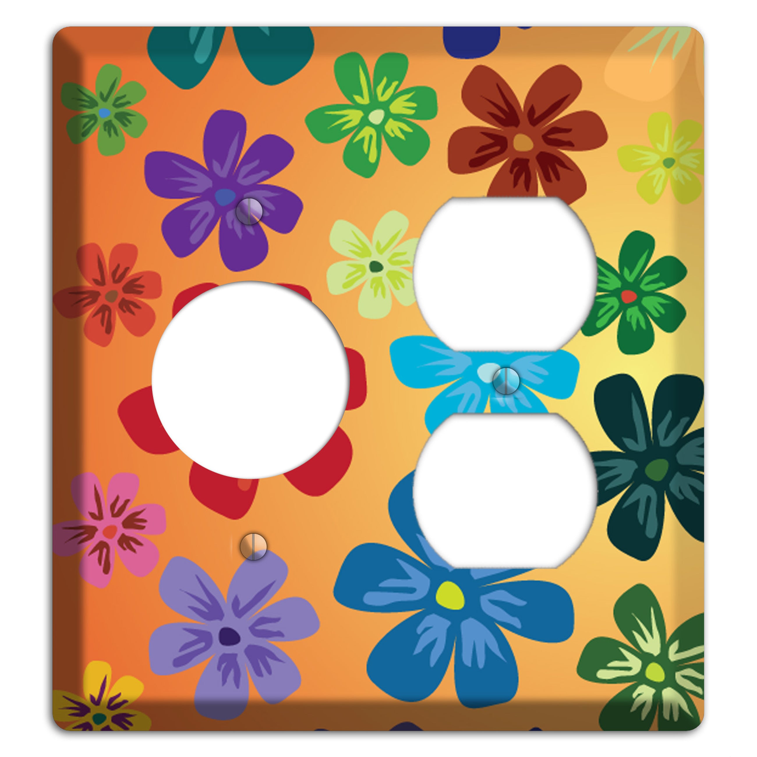 Brown Flowers Receptacle / Duplex Wallplate