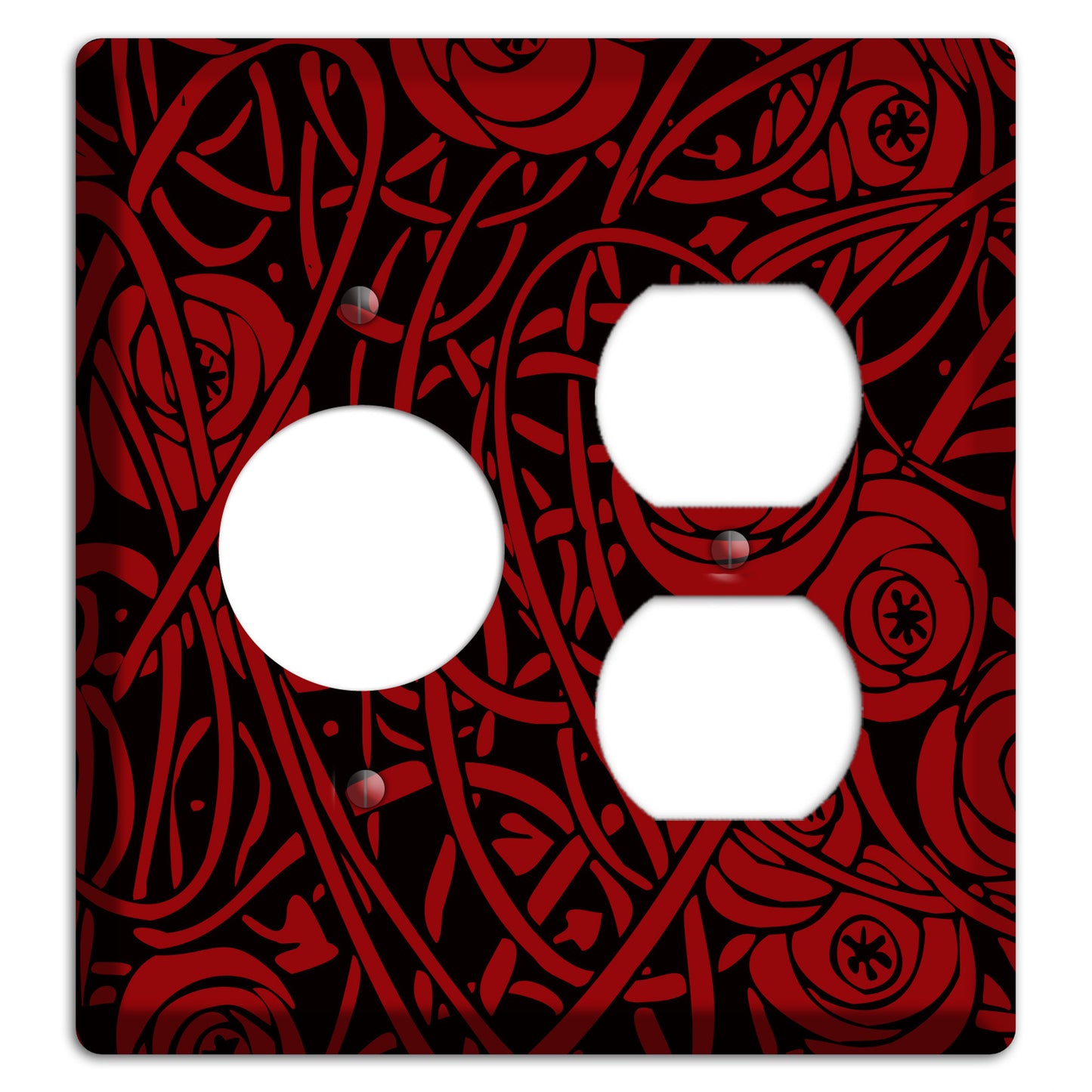 Red Deco Floral Receptacle / Duplex Wallplate