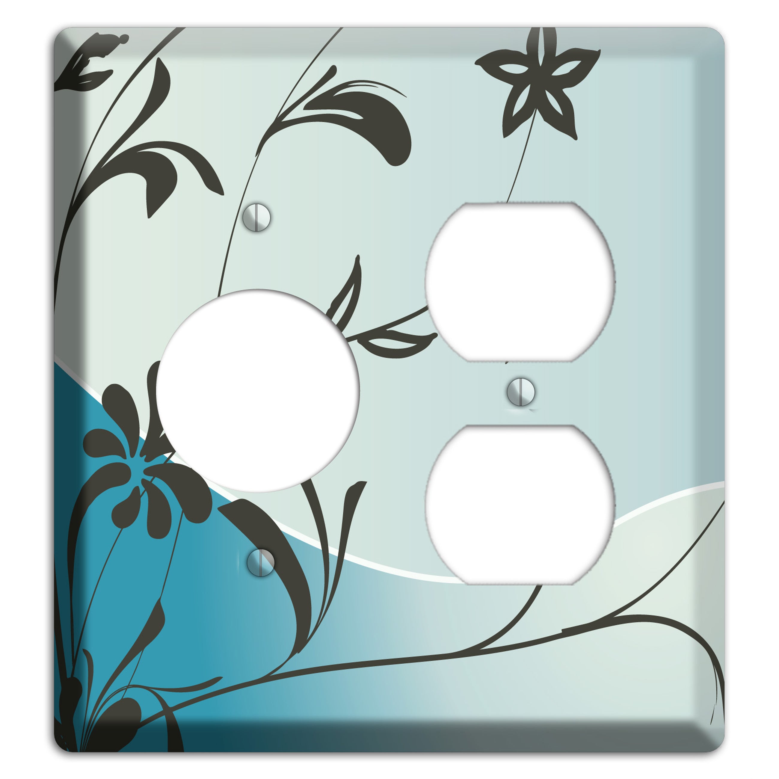 Blue-grey Flowers Receptacle / Duplex Wallplate