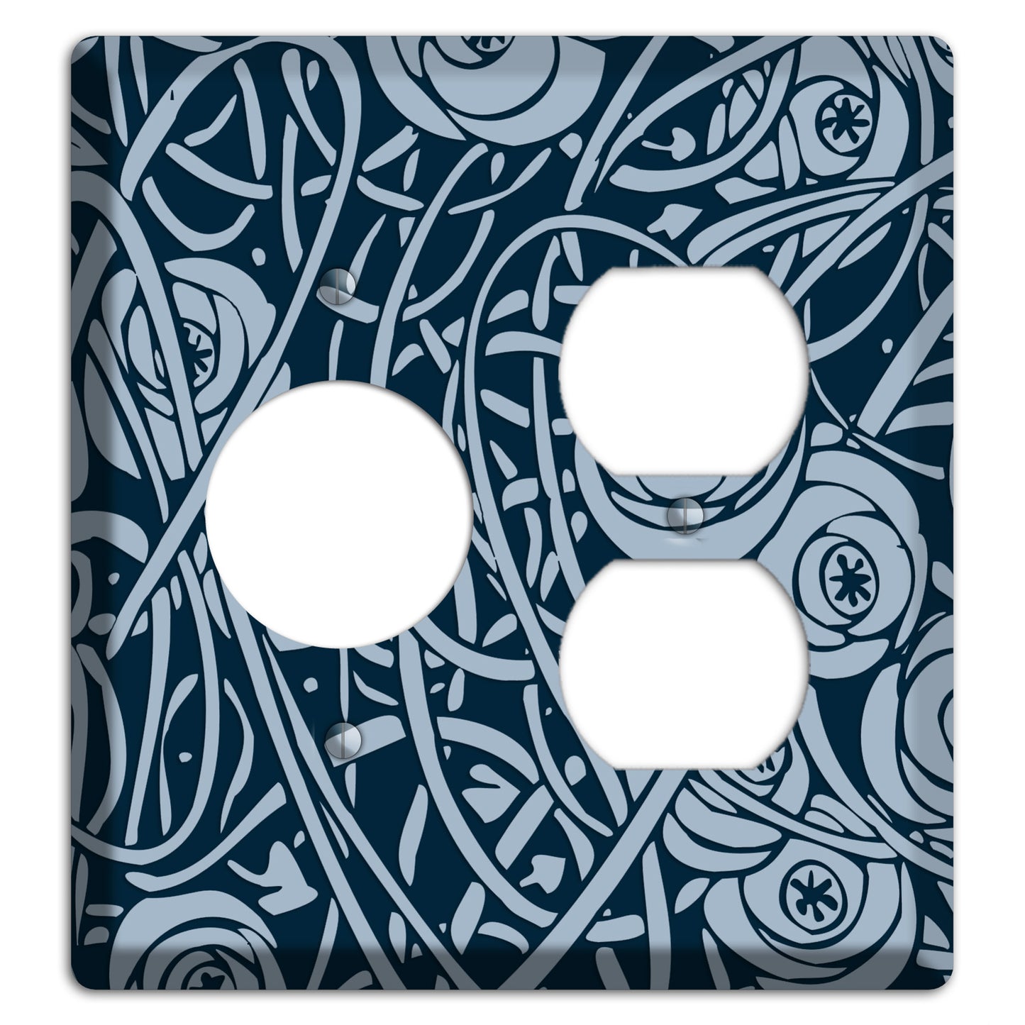 Navy Abstract Floral Receptacle / Duplex Wallplate