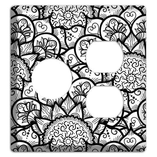 Mandala Black and White Style N Cover Plates Receptacle / Duplex Wallplate
